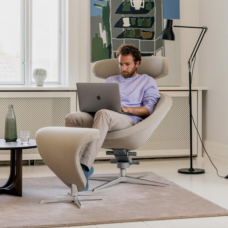 Fauteuil de relaxation design en tissu beige - Peel Varier®