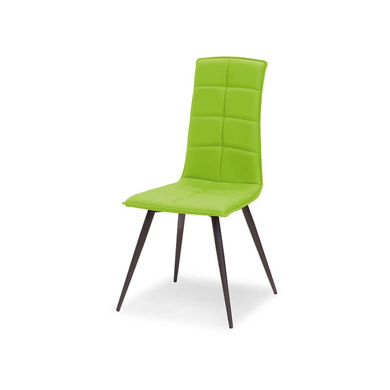 Chaise matelassée italienne verte avec pieds en métal - Oregon