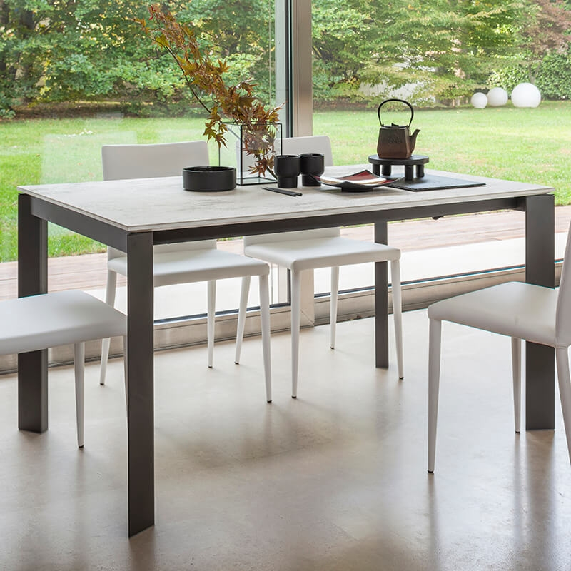 Table de salle à manger extensible en céramique blanche - Teorema