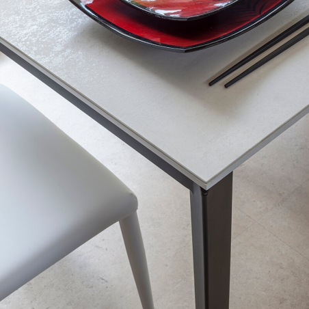 Table de salle à manger extensible blanche en céramique - Teorema
