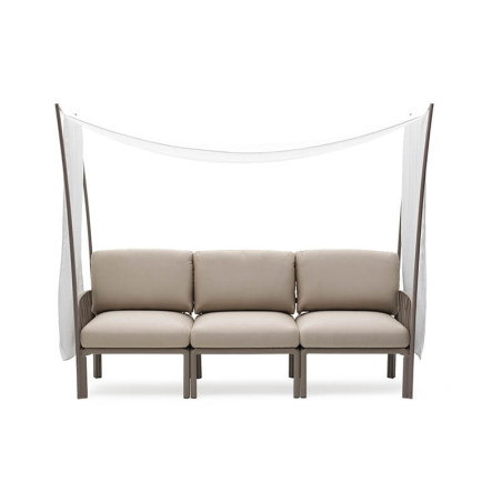 Canapé de jardin beige avec voile d'ombrage fabriqué en Italie - Komodo ombra 3