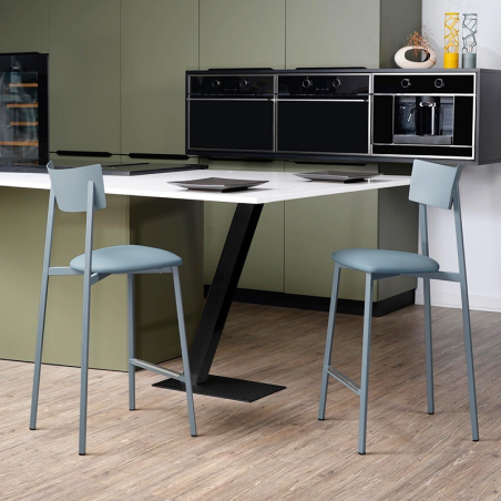 tabouret snack contemporain en métal noir fabriqué en France