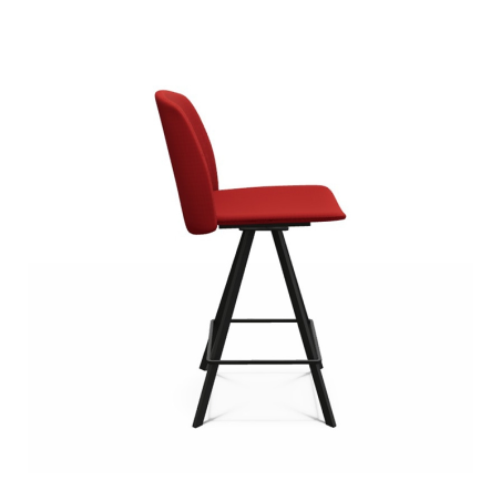 Tabouret snack pivotant rouge en tissu de fabrication belge - BarFigaro