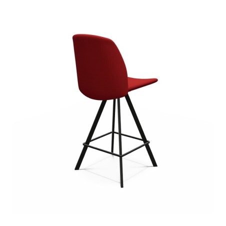 Tabouret haut pivotant en tissu rouge  de fabrication belge - BarFigaro
