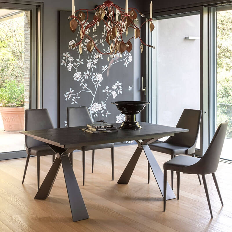 Table de salle à manger extensible en mélaminé et pieds en X - Delta