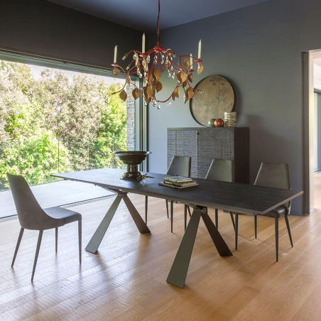 Table de salle à manger noire extensible en mélaminé - Delta