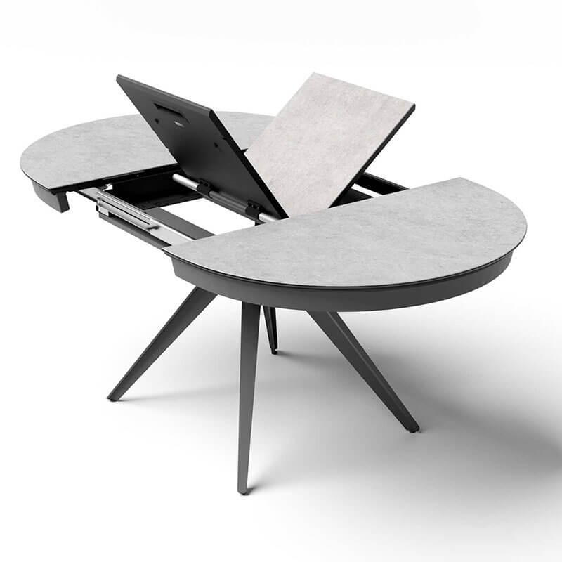 Table ronde moderne extensible avec ouverture en portefeuille en Dekton - Globo