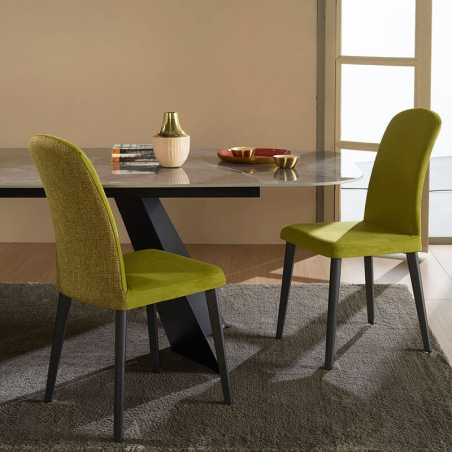 Chaise en tissu bicolore pieds en bois - Alba