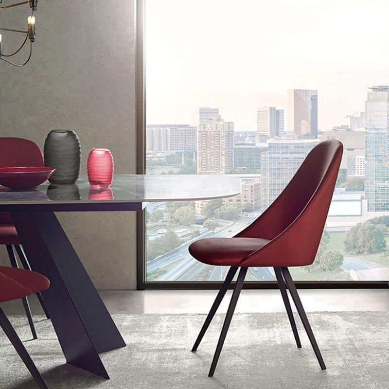 Chaise moderne pivotante synthétique rouge foncé - Alizée