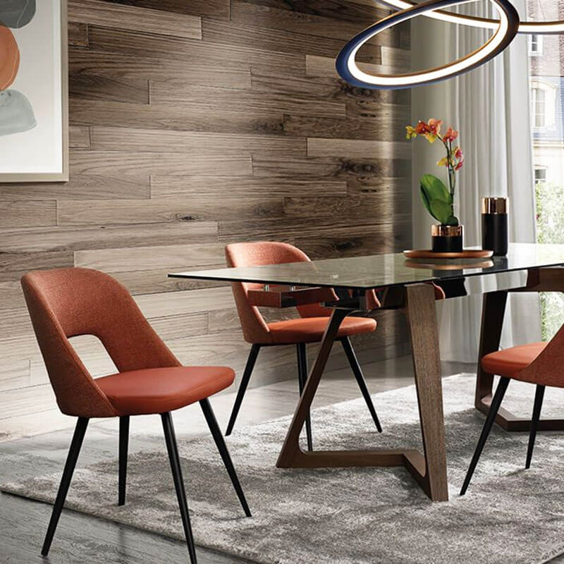 Chaise orange moderne bimatière avec dossier ajouré - Evelyne