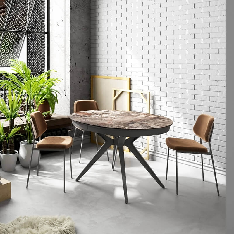 Table ronde en Dekton avec allonges - Globo