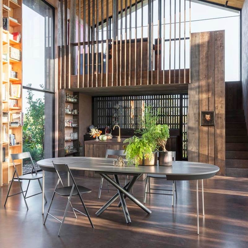 Table ronde extensible design en céramique et pieds mikado - Fahrenheit Super