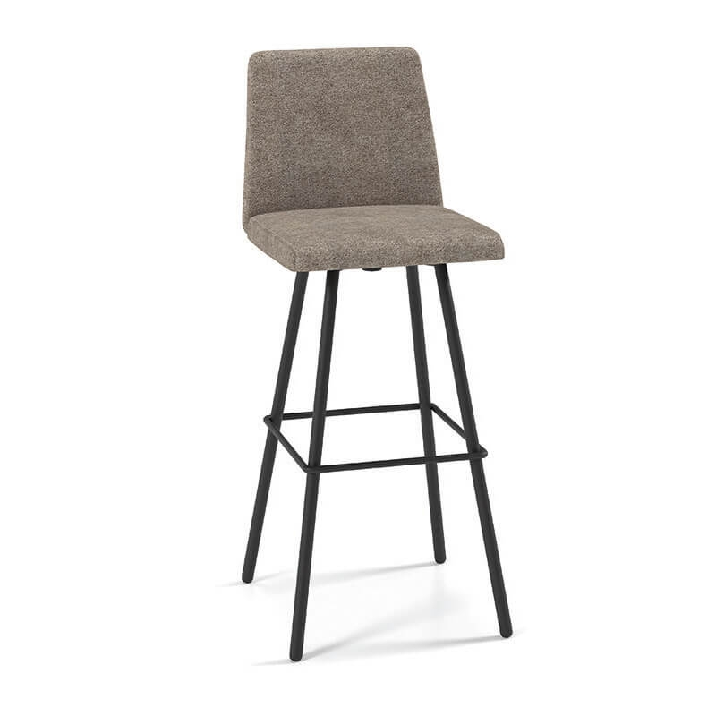 Tabouret bar pivotant en tissu gris et pieds en métal obliques - BarPinot