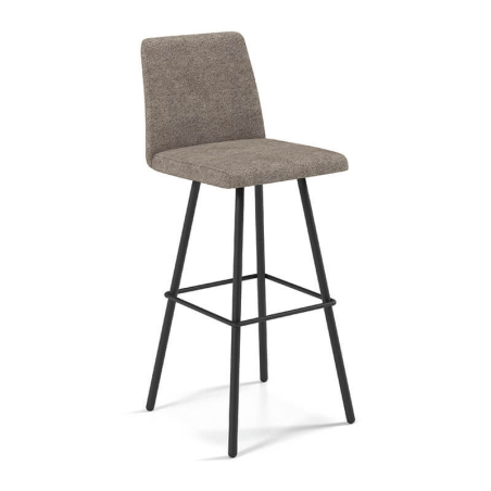Tabouret bar pivotant en tissu gris foncé et pieds en métal obliques - BarPinot