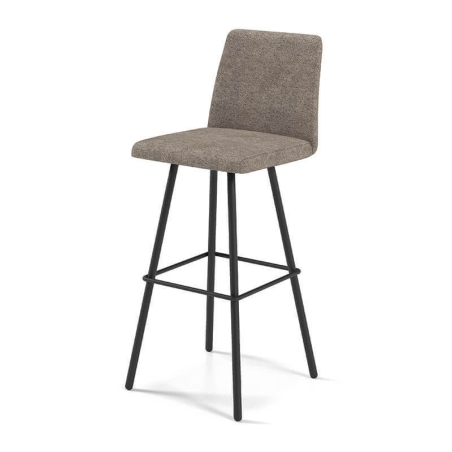 Tabouret bar pivotant en tissu et pieds en métal noir obliques - BarPinot
