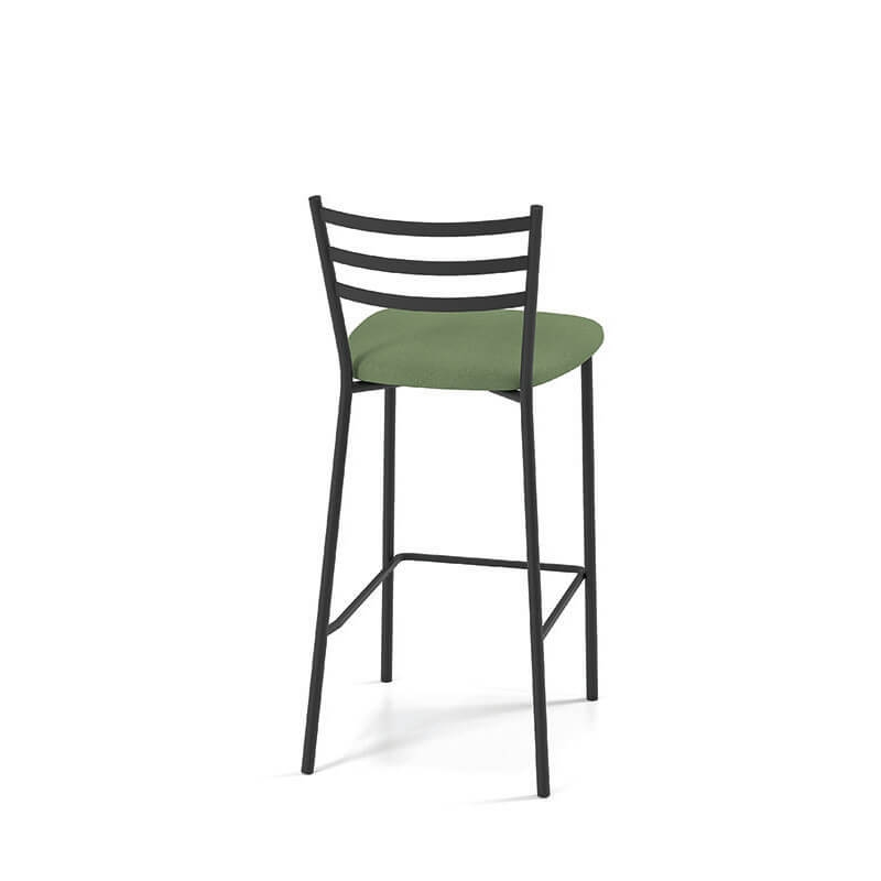 Tabouret haut en tissu et pieds en métal vert et noir - BarRomy