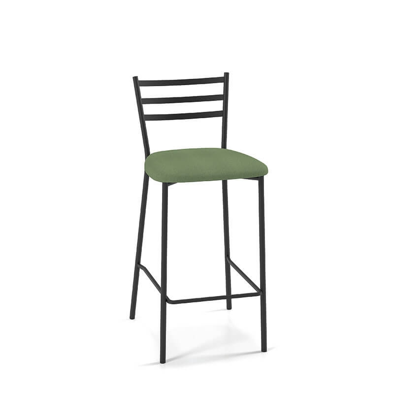 Tabouret snack en tissu vert et pieds en métal - BarRomy
