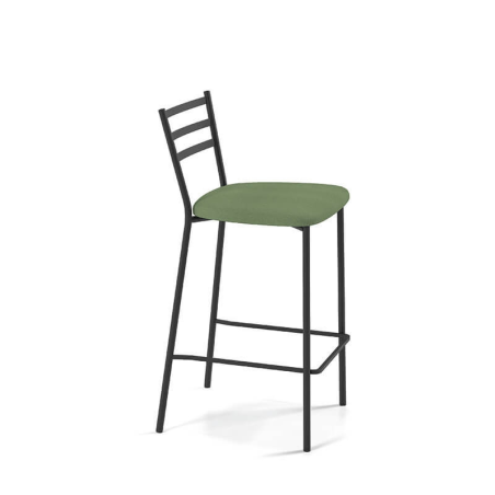 Tabouret vert snack en tissu et pieds en métal - BarRomy