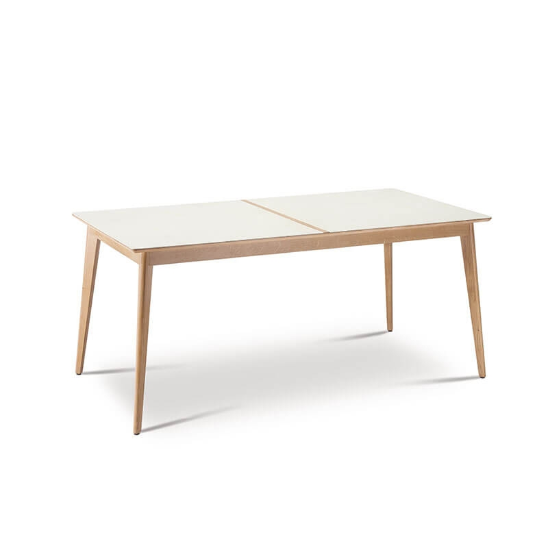 Table à manger scandinave en chêne et céramique blanche - Paul