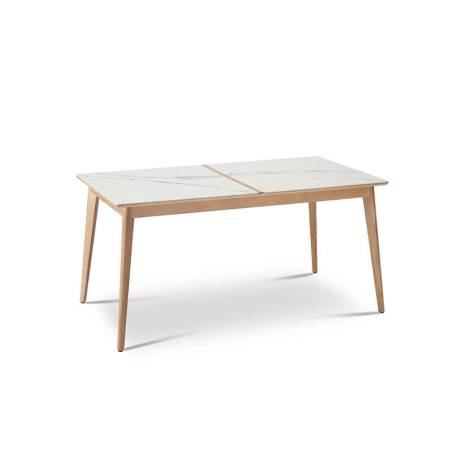 Table à manger scandinave en bois de chêne et céramique grise - Paul