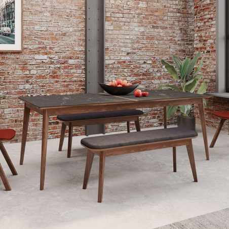 Table extensible en bois de noyer et en céramique made in France - Paul