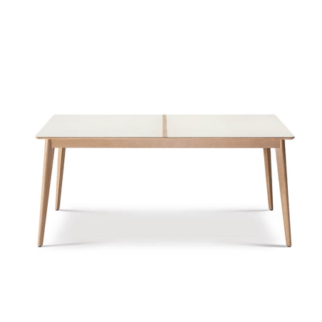 Table extensible en bois et en céramique blanche made in France - Paul
