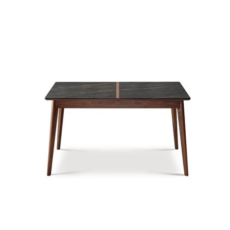 Table extensible en noyer et en céramique noire made in France - Paul