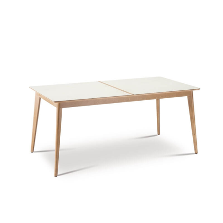 Table extensible en chêne et en céramique blanche made in France - Paul