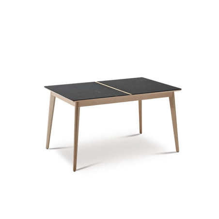 Table extensible en bois et en céramique grise made in France - Paul
