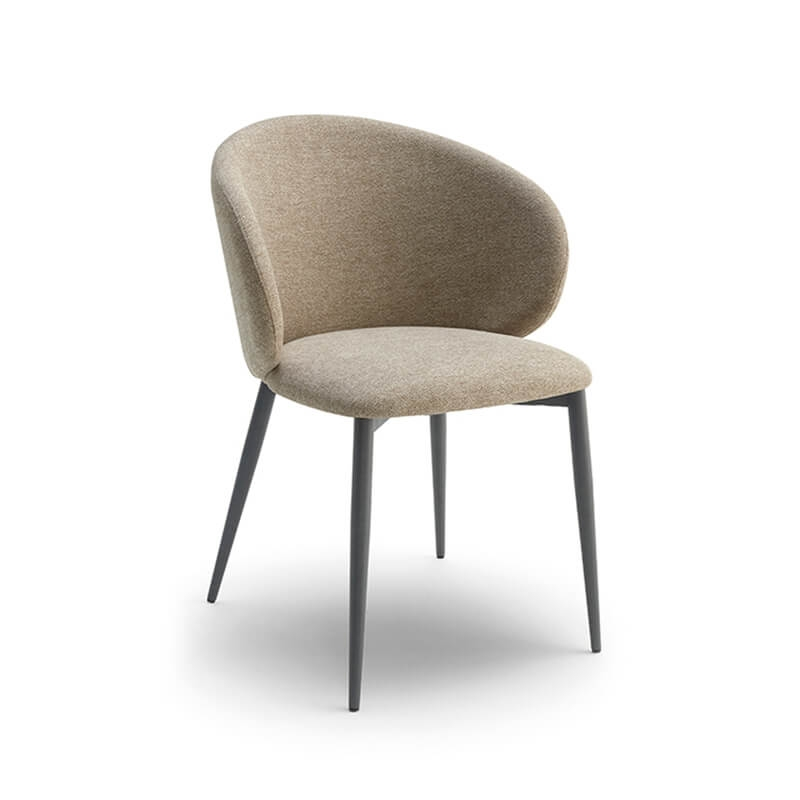 Fauteuil moderne beige dossier incurvé en tissu et en métal - Bridge Odette