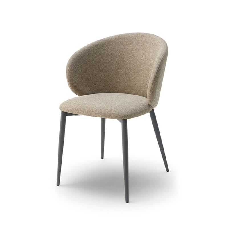 Fauteuil confortable dossier incurvé en tissu beige et en métal - Bridge Odette