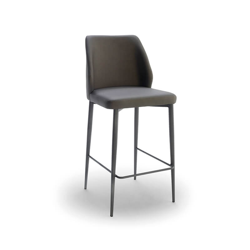 Tabouret snack marron moderne en synthétique et métal - Mathilde