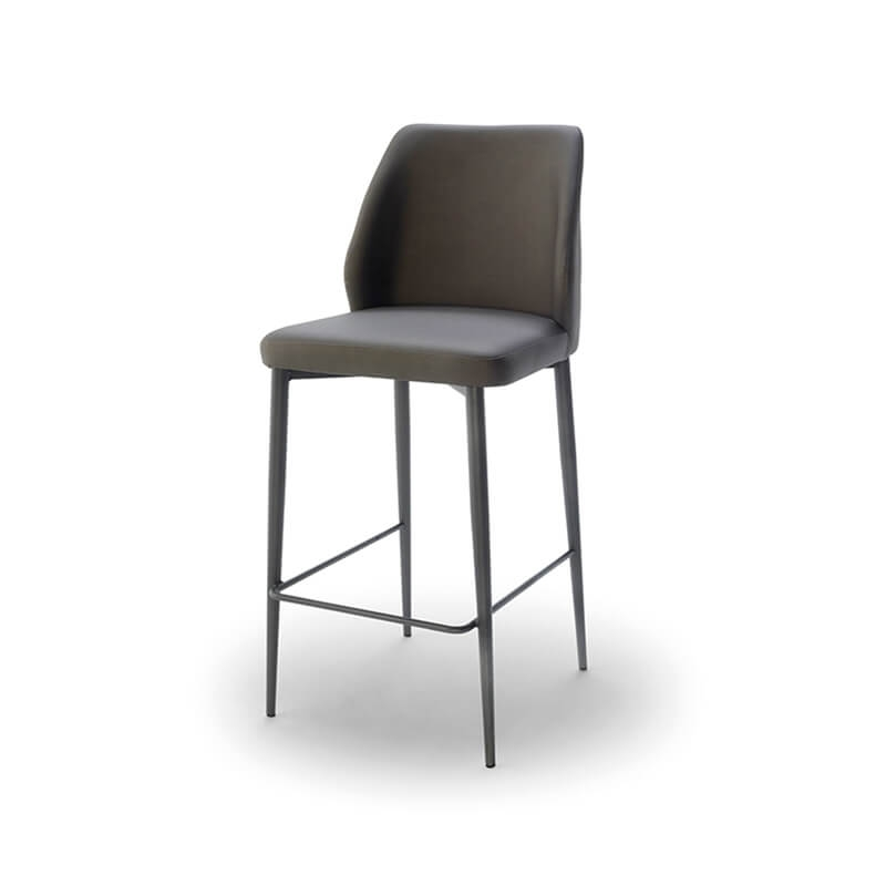 Tabouret snack moderne marron foncé en synthétique et métal - Mathilde