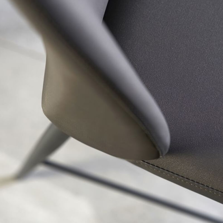 Tabouret haut marron foncé en synthétique et métal - Mathilde