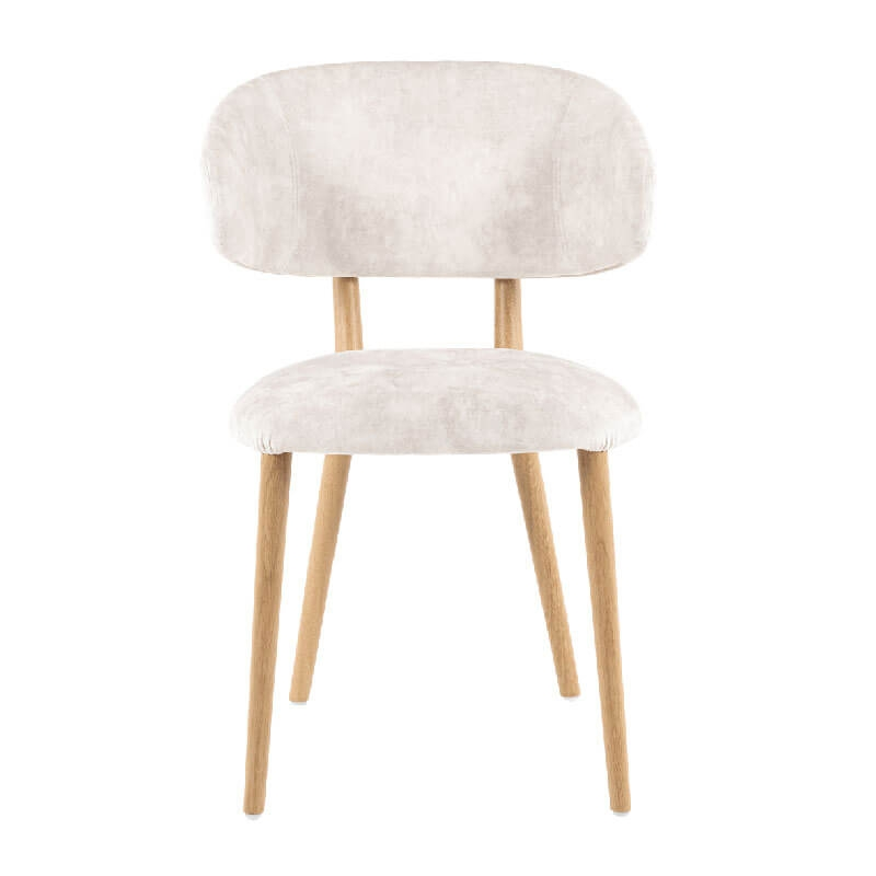 Chaise blanche moderne dossier incurvé en tissu et bois de chêne - Toro Mobitec®