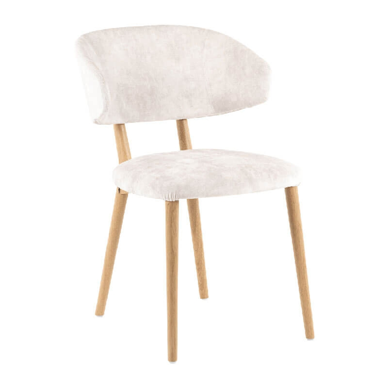 Chaise ivoire dossier incurvé en tissu et bois - Toro Mobitec®