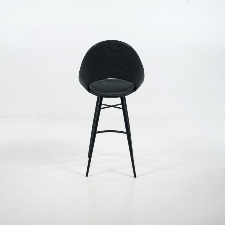 Tabouret tendance design avec coque ajourée noire - Isidore