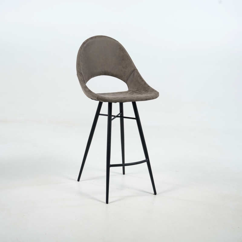 Tabouret snack design avec coque ajourée grise - Isidore