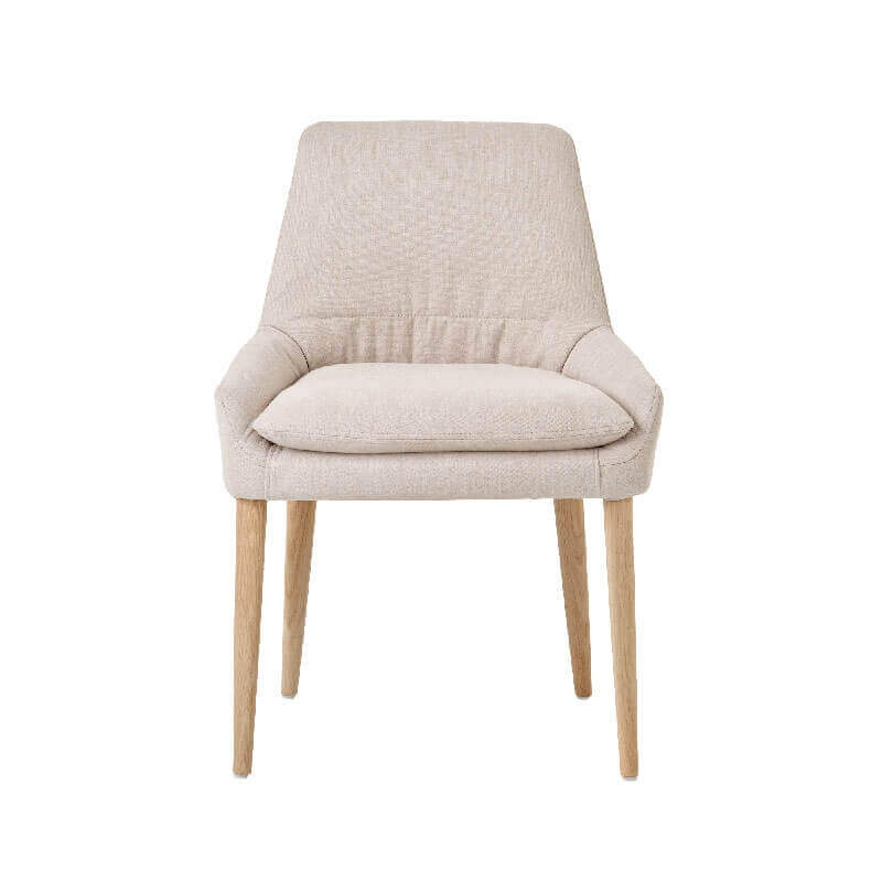 Chaise tendance en tissu beige et pieds bois - Saga Mobitec®