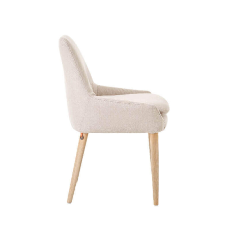Chaise en tissu beige et pieds bois - Saga Mobitec®