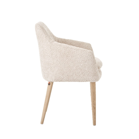 Fauteuil confortable en tissu beige et pieds en bois - Saga Mobitec®