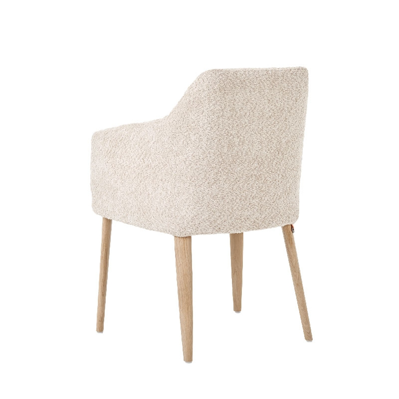 Fauteuil confortable en tissu beige et pieds en bois clair - Saga Mobitec®