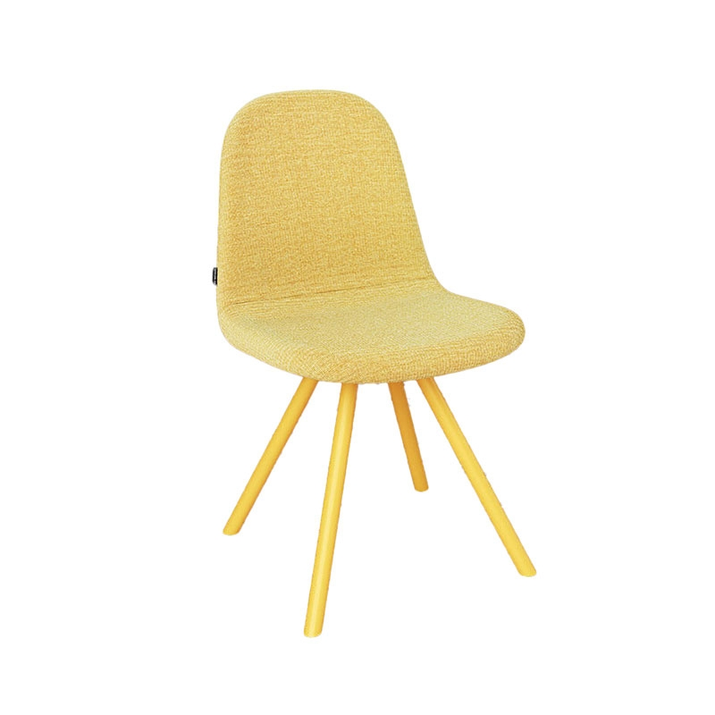 Chaise jaune scandinave en tissu avec pied central - Galet