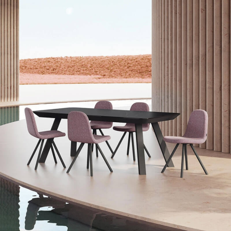 Chaise scandinave en tissu avec pied obliques - Galet