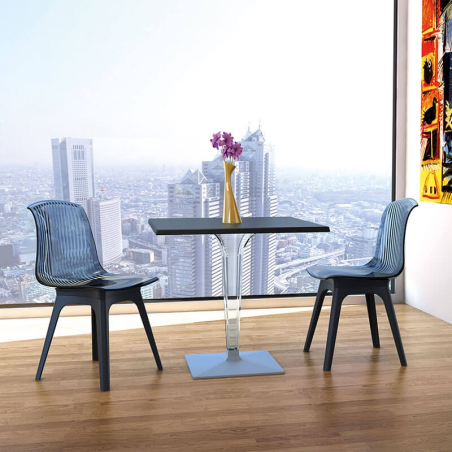 Table carrée blanche en polycarbonate et stratifié - Ice 1