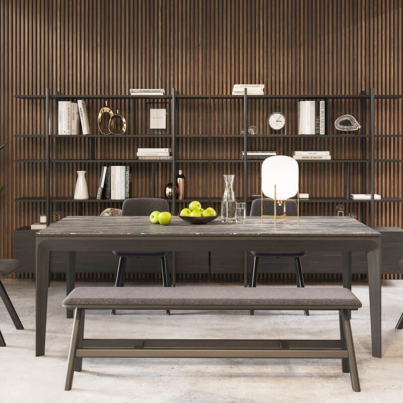 Banc design en tissu et bois massif - Chevron 