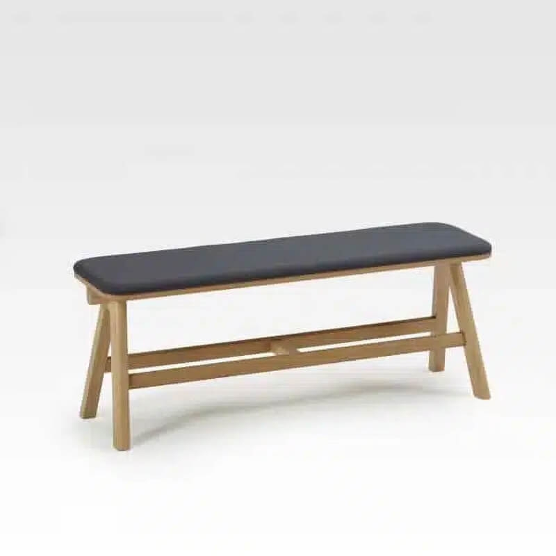 Banc moderne en tissu et bois massif - Chevron 