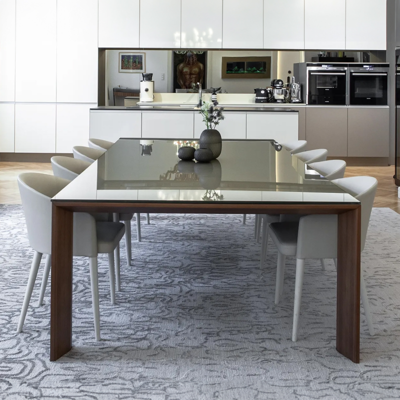 Table design rectangulaire en verre piétement bois - Toronto Sovet® 2