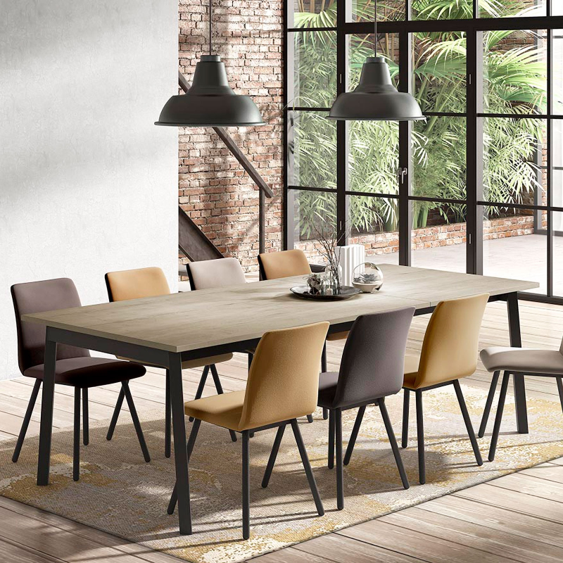 Table avec allonge en stratifié et métal - Victoria