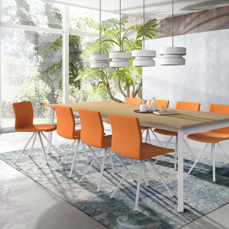 Chaise pied métal blanc et revêtement en tissu - Silva